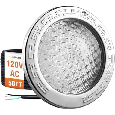 SURAIELEC 10 Inch 120V LED Pool Lights for Inground Pool, 5000 Lumen Cool White Inground Pool Light, 50W LED (500W Equivalent), Fits 10" Wet Niches, 50FT Cord, Ultra Bright Upgrade