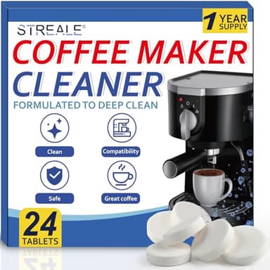 Coffee Machine Cleaner & Descaler Tablets - 24 Pack, Compatible with Nespresso, Keurig, Ninja, DeLonghi, Miele, Breville, Philips & All Major Brands, for Coffee Maker Pot, Espresso & Drip Machines