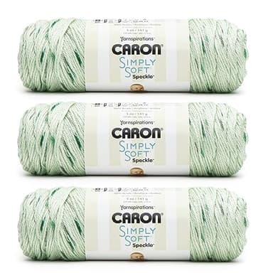 Caron Simply Soft Speckle White Sage Yarn - 3 Pack of 5oz/141g - Acrylic - #4 Worsted (Medium) - 235 Yards - Knitting & Crochet