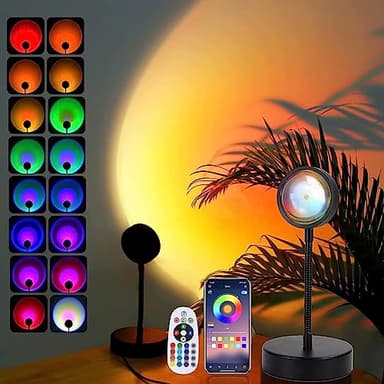 JIMEI Sunset Lamp Projector Led Lights for Bedroom Night Light RGB Lights Sun Sunlight Sunrise Lamp 10w 360° Rotation Mood Lighting Home/Room Decor Gifts for Women,Desktop Multicolor