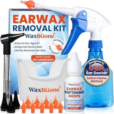 WaxBGone Complete Ear Wax Removal Kit, Otoscope & Ear Drops, Premium Kit