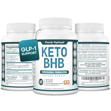 Purely Optimal Keto BHB Capsules – Exogenous Ketone Pills for Ketosis Support, Sustained Energy, Focus & Metabolism – for Women & Men, 60 Capsules