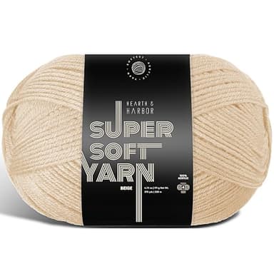 Acrylic Yarn for Crocheting & Knitting – Soft Crochet Yarn for Crocheting, 370 Yards, Perfect for Crafts & Amigurumi, Medium Worsted Weight 4, Beige