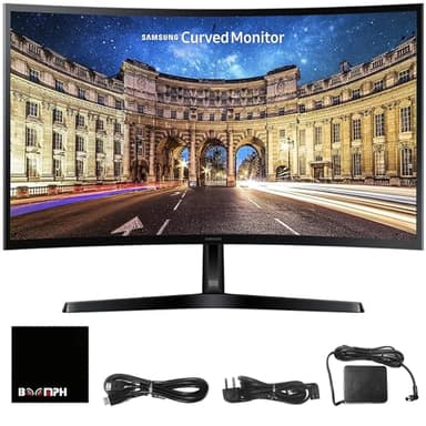 Samsung S36GD 27" Curved Monitor – LCD FHD, 16:9, 1920x1080, HDMI, VGA, VESA, Eye Saver & Flicker-Free Tech – Boomph's Comprehensive Ultimate Performance Cloth Solution for Your Workspace