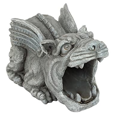 Design Toscano Roland the Gothic Gargoyle Gutter Guardian Rain Downspout Extension Outdoor Statue, 10 Inch Long, Cast Stone Resin, Grey Stone Finish