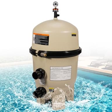 Rendrox 160340 Cartridge Pool Filter Tank Assembly-320 Square Feet 120 GPM Fit for Pentair Clean & Clear Plus Cartridge Pool Filters, Fiberglass Reinforced Polypropylene Tank Cartridge, Almond