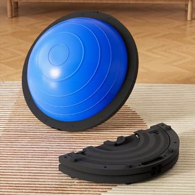 Vtory Foldable Balance Ball, Upgrate Half Ball Balance Trainer, 1300 lbs Capacity Stability Ball, 23.5 Inch Yoga Half Ball, with Resistance Band & Foot Pump, No-slip