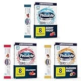 Pedialyte Electrolyte Drink Mix, Zero Sugar, Variety Pack, 24 Single-Serving Powder Packets, Berry Frost, Passion Fruit, Strawberry