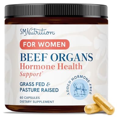 Beef Organ Supplement for Women | Uterus, Ovary, Liver, Spleen, Kidney & Heart | Superfood for Hormone Health & Energy Support | 100% Grass Fed & Pasture Raised Beef Organs for Women | 60 Ct.