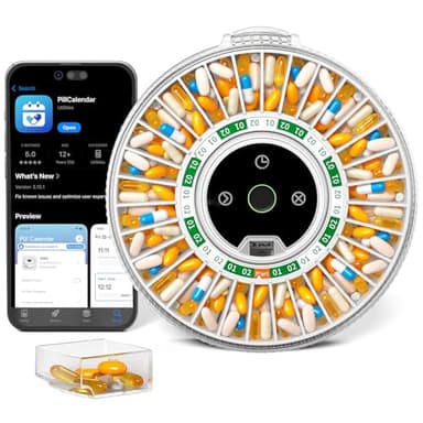 Betife Automatic Pill Dispenser for Elderly with Alarm – 31-Day Smart Bluetooth Pill Box, App Support, Fingerprint + Key Dual Lock, Arthritis-Easy Open, Plug-in/Battery Backup, Monthly Timer Dispenser