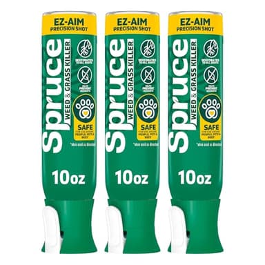 Spruce EZ-AIM Grass and Weed Killer Spray - Precision Shot for Cracks, Edges & Small Spaces - Starts Wilting in 1 Hour, Dead Weeds in 24 Hours (3 Pack, 10 Oz Each)