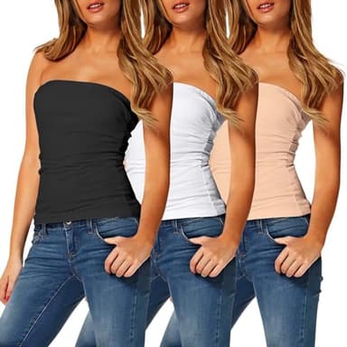 TAIPOVE Tube Tops for Women Summer Strapless Cotton Seamless Bandeau Tube Shirts Stretchy Basic Layering Undershirt Black White Nude Medium