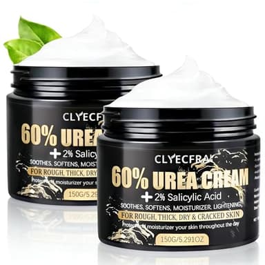 Clyecfra 2Pack 60% Urea Cream with 2% Salicylic Acid, Urea Cream 60 Percent for Feet & Hands- Maximum Strength Moisturizer for Rough, Dry, Thick & Cracked Skin,Callus Remover, Deep Hydration, 150g