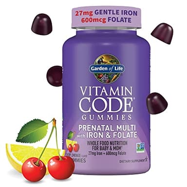 Essential Prenatal Gummy Vitamins for Women with Iron: Folate, Biotin, D3 & B12 + Probiotics for Digestion, Vitamin Code Multivitamin, Non-GMO, Gluten-Free, 90 Cherry Lemonade Gummies, 30 Day Supply