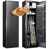 ZIWJHK 6 Gun Safe for Rifles and 3 Pistols Biometric Quick Access Gun Cabinet No Assembly Required Larage Gun Cabinet Tall Liberty Gun Safes with Adjustable Shelves Gun Locker Adjustable & Alarm