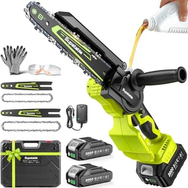 Mini Chainsaw Cordless, 8 Inch & 6 Inch Electric Chainsaw Battery Powered, 1000W Brushless Handheld Power Chain Saw with 2 Batteries, Tree Saw for Branch Trimming Wood Cutting, Gift for Men Women