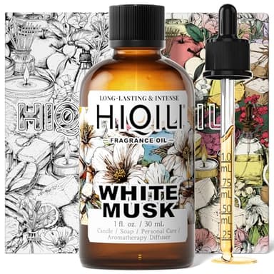 HIQILI White Musk Fragrance Oil, Candle Scents for Candle Making, Soap Making Supplies, Musk Perfume for Women, for Diffuser Use - 1 Fl Oz